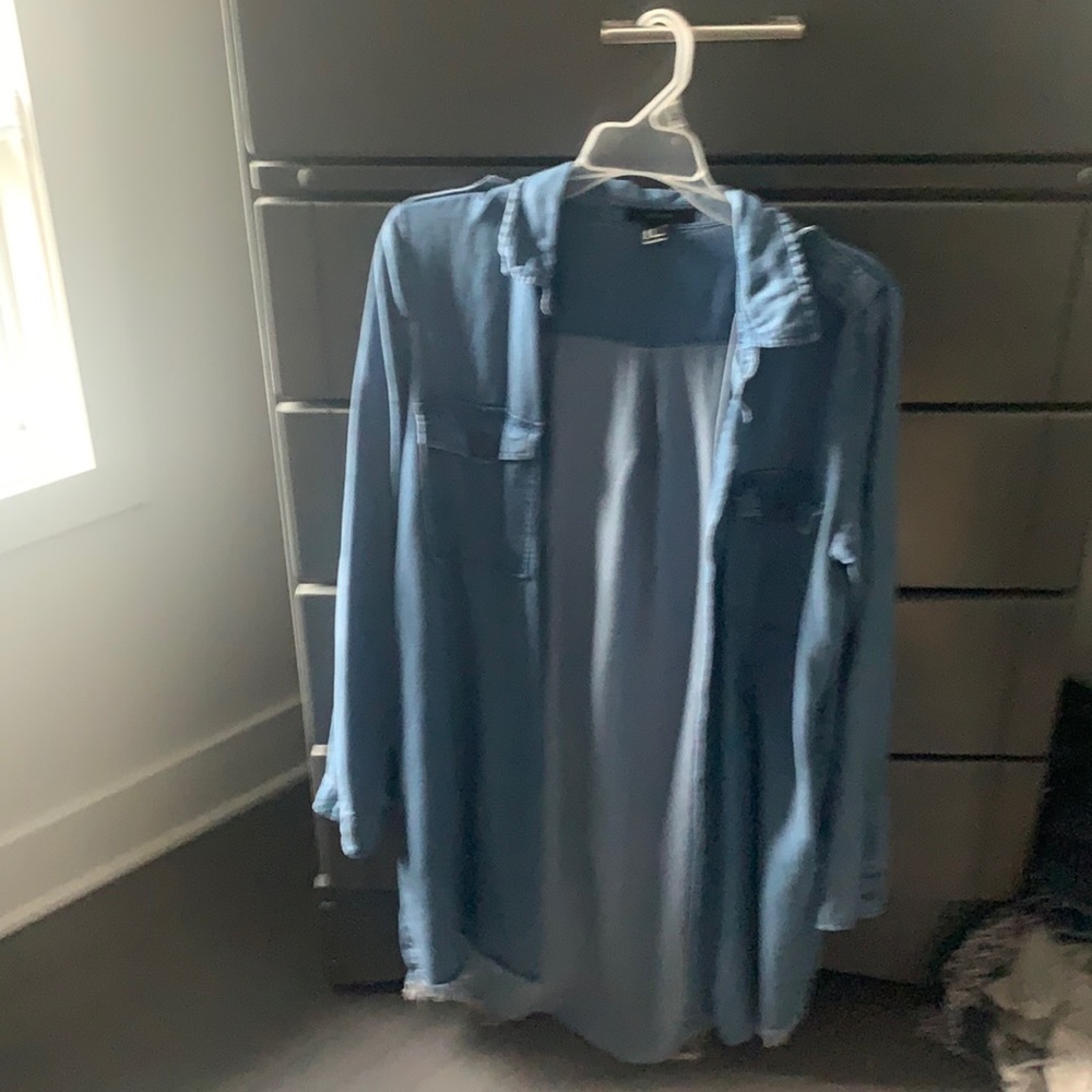 Chambray denim shirt dress button down